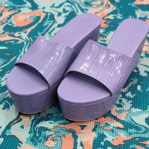 Billini Lilac Croc-Embossed Platform Slides